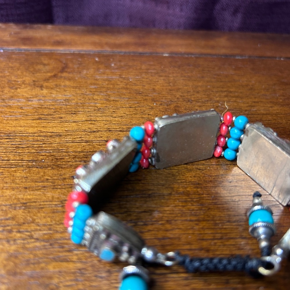 Turquoise and Red Beaded Bracelet - Picture 9 of 13
